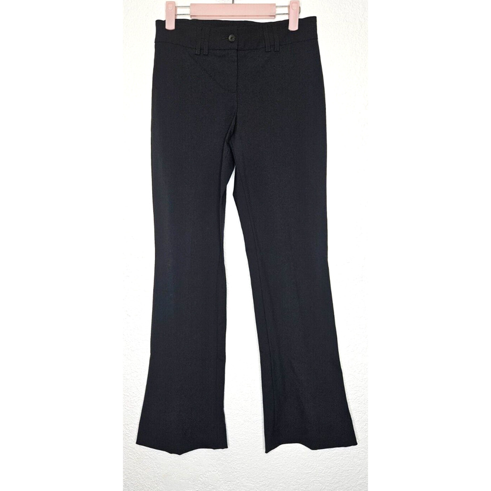 Vintage Cambio Womens Dress‎ Pants 4 Black Flare Leg Stretch Low Rise 90s Y2K